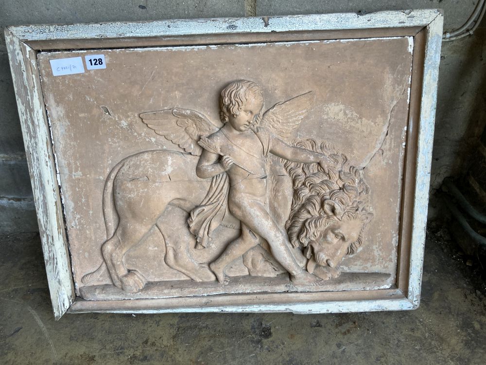 After John Flaxman - a plaster classical plaque (damaged), 68 x 53cm